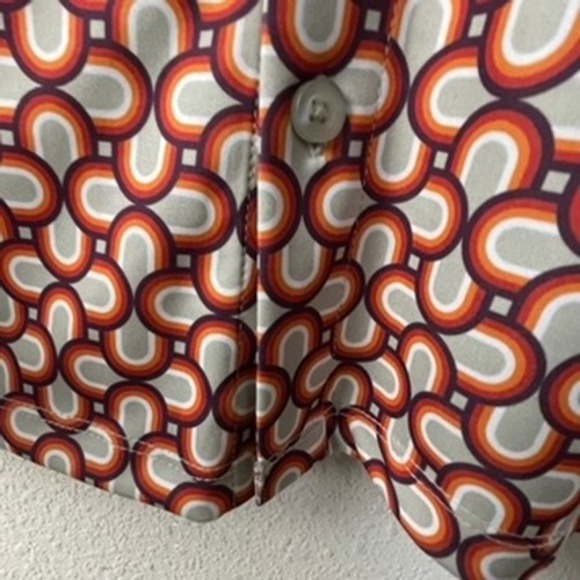 CREMIEUX Mens Premium Denim Short Sleeve Button Down Shirt XL Geo Print - Picture 5 of 8